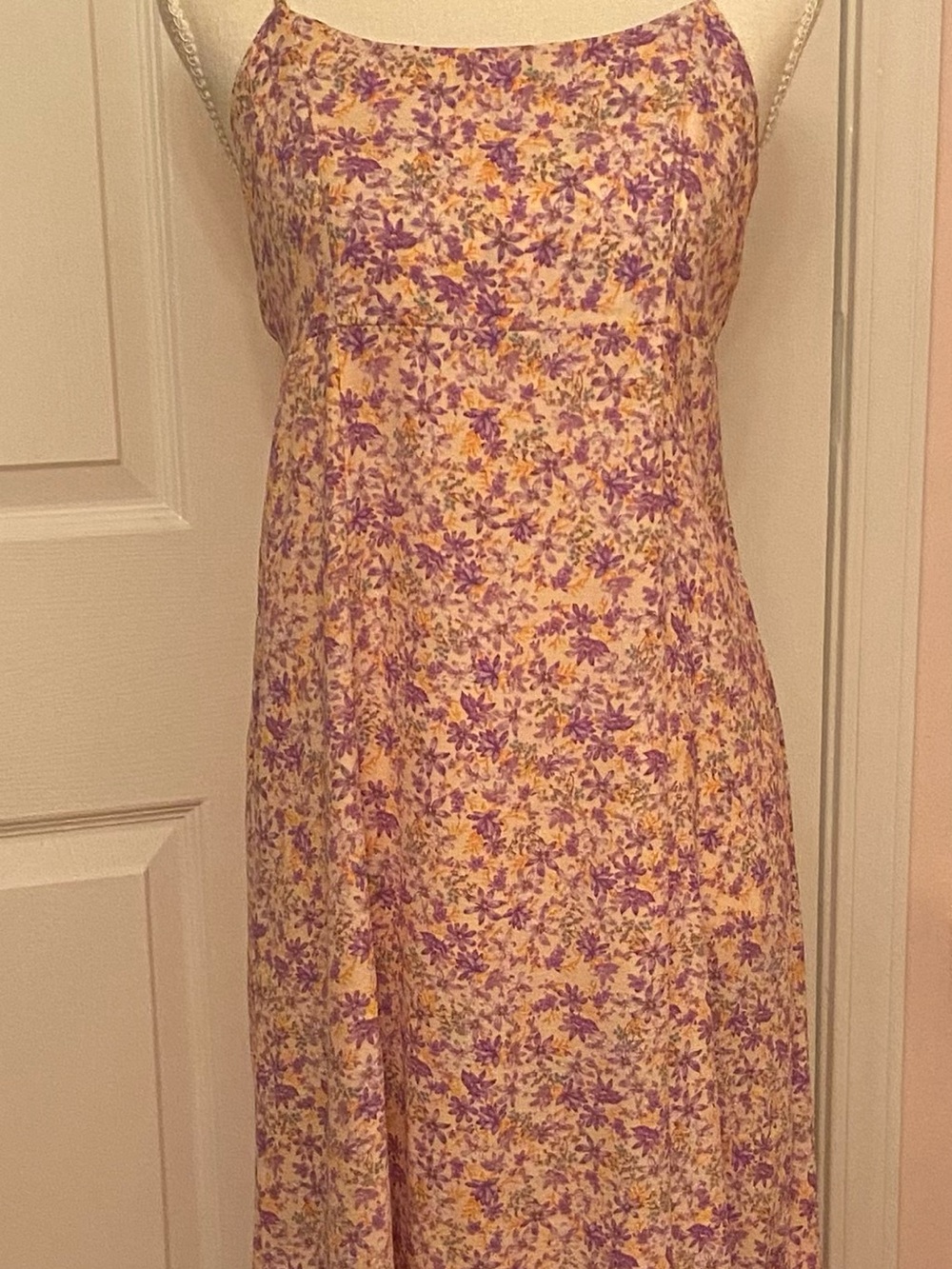 Pink Rose Lavender Floral Maxi Slip Dress